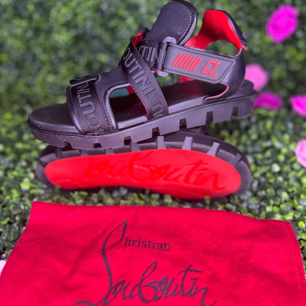 **SOLD***Gently loved Black “red bottom” Christian Louboutin sandals size 41